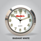 Marlin's Chrome Motorcycle Clock TOCS Multi-Purpose Tape / Screw On with Radiant White Clock - Fits Road King Tank and Flat Panel & More