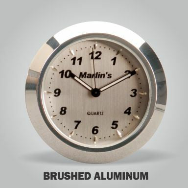 Marlin's Black Motorcycle Clock Classic Adjustable Ring Style Handlebar Mount with Brushed Aluminum Face