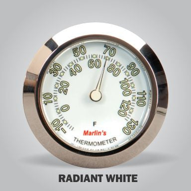 Marlin's Chrome Motorcycle Thermometer Bullet Billet Style Handlebar Mount with Radiant White (Fahrenheit /Small Celsius Scale) Face