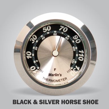 Marlin's CHAMP Mount (Control Housing with Adjustable Mounting Position) with Black and Silver Horseshoe Thermometer (Fahrenheit Scale) Face