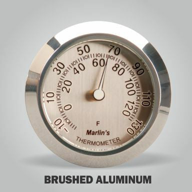Marlin's Gloss Black Motorcycle Thermometer for Harley Davidson Road King Swivel Fork Lock Key Cover with Brushed Aluminum (Fahrenheit Scale) Face