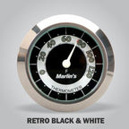 Marlin's Chrome Motorcycle Thermometer Classic Adjustable Ring Style Handlebar Mount with RETRO Black and White (Fahrenheit Scale) Face