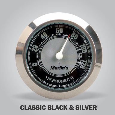 Marlin's FSBC1 Billet Fork Stem Mount Fits Pre 2010 Sportsters® - Pre ‘06 Dynas® - Fits Metric & Customs with Added Adapter with CLASSIC Black and Silver Thermometer (Fahrenheit Scale) Face