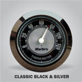 Marlin's Motorcycle Thermometer CLASSIC Black and Silver (Fahrenheit) with Black Bezel Face Only