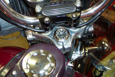 Marlin's FSBC1 Billet Fork Stem Nut Cover Mount For Pre 2010 Sportsters® - Pre ‘06 Dynas®  - Metrics and Springers Motorcycle Clock or Thermometer