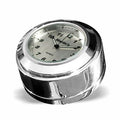 Marlin's Chrome Motorcycle Clock for Harley Davidson Road King Swivel Fork Lock Key Cover with Brushed Aluminum Face