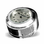 Marlin's Chrome Motorcycle Clock for Harley Davidson Road King Swivel Fork Lock Key Cover with Brushed Aluminum Face
