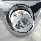 Marlin's Swivel Fork Lock Key Cover with Laser Engraved Crowned Skull for Harley Davidson Road King FLHR Motorcycle