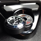 Marlin's Gloss Black Motorcycle Clock for Harley Davidson Road King Swivel Fork Lock Key Cover with Limited Edition Black Roman Numeral Face