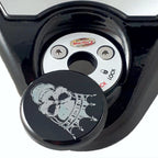 Marlin's Swivel Fork Lock Key Cover with Laser Engraved Crowned Skull for Harley Davidson Road King FLHR Motorcycle