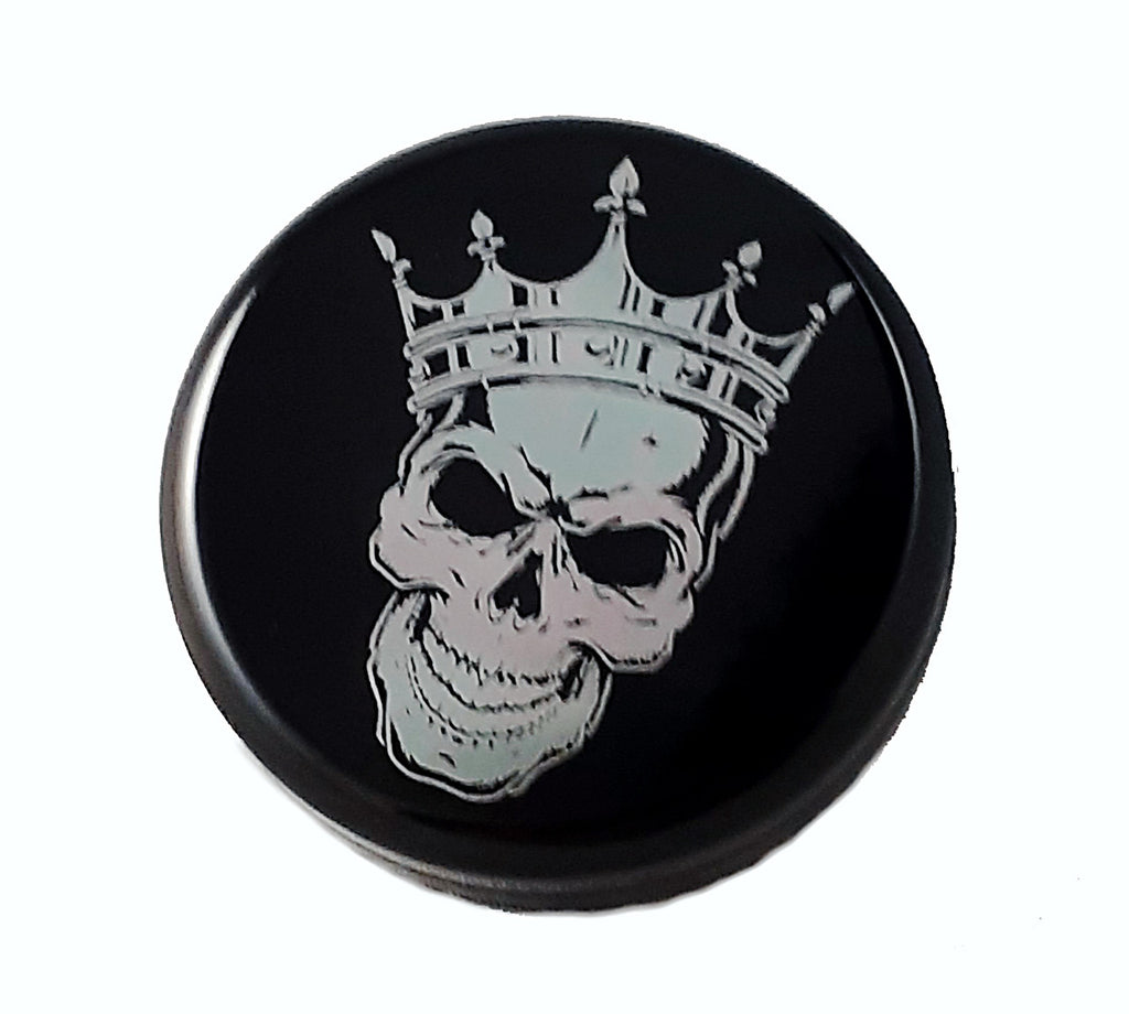 Marlin's Swivel Fork Lock Key Cover with Laser Engraved Crowned Skull for Harley Davidson Road King FLHR Motorcycle