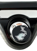Marlin's Gloss Black Swivel Fork Lock Key Cover with Laser Engraved U.S. State Outline for Harley Davidson Road King FLHR Motorcycle
