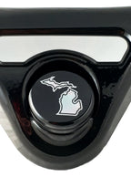 Marlin's Gloss Black Swivel Fork Lock Key Cover with Laser Engraved U.S. State Outline for Harley Davidson Road King FLHR Motorcycle