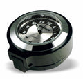 Marlin's Gloss Black Motorcycle Clock for Harley Davidson Road King Flip Fork Lock Key Cover with Black and Silver Horseshoe Face