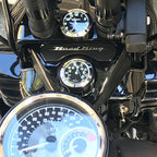 Marlin's Gloss Black Motorcycle Clock for Harley Davidson Road King Flip Fork Lock Key Cover with CLASSIC Black and Silver Face