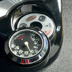 Marlin's Chrome or Black Swivel Fork Lock Key Cover for Harley Davidson Road King FLHR Motorcycle with Clock or Thermometer