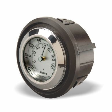 Marlin's Motorcycle Thermometer FLH Glide Bike Fairing Insert with Brushed Aluminum Thermometer (Fahrenheit Scale)