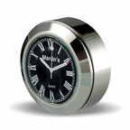 Marlin's Chrome Motorcycle Clock TOCS Multi-Purpose Tape / Screw On with Limited Edition Black Roman Numeral Clock Face - Fits Road King Tank and Flat Panel & More