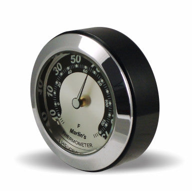 Marlin's Black Motorcycle Thermometer TOCS Multi-Purpose Tape / Screw On with Black and Silver Horseshoe Thermometer (Fahrenheit Scale) - Fits Road King Tank and Flat Panel & More