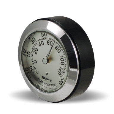 Marlin's Black Thermometer CHAMP Mount (Control Housing with Adjustable Mounting Position) with Brushed Aluminum Thermometer (Fahrenheit Scale) Face
