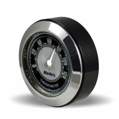 Marlin's Black Thermometer CHAMP Mount (Control Housing with Adjustable Mounting Position) with CLASSIC Black and Silver Thermometer (Fahrenheit Scale) Face