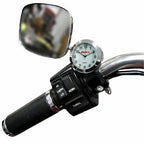 Marlin's Black Motorcycle Clock CHAMP Mount (Control Housing with Adjustable Mounting Position) with Radiant White Clock Face