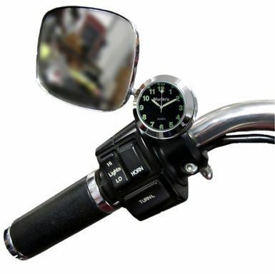 Marlin's Motorcycle Clock CHAMP Mount (Control Housing with Adjustable Mounting Position) with Traditional Black Clock Face