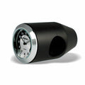 Marlin's Black Motorcycle Clock Bullet Billet Style Handlebar Mount with Black and Silver Horseshoe Face