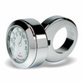 Marlin's Chrome Motorcycle Thermometer Classic Adjustable Ring Style Handlebar Mount with Radiant White (Celsius Scale) Face