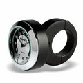Marlin's Black Motorcycle Clock Classic Adjustable Ring Style Handlebar Mount with Black and Silver Horseshoe Face
