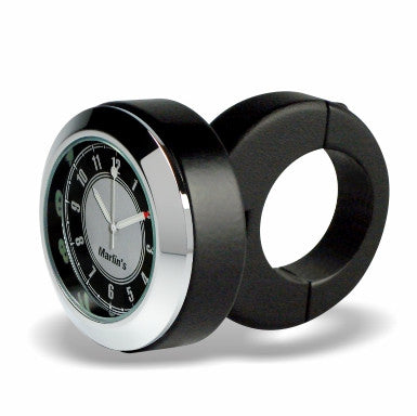 Marlin's Black Motorcycle Clock Classic Adjustable Ring Style Handlebar Mount with CLASSIC Black and Silver Face