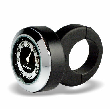 Marlin's Black Motorcycle Thermometer Classic Adjustable Ring Style Handlebar Mount with RETRO Black and White (Fahrenheit Scale) Face