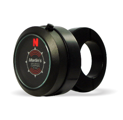Marlin's Quest Compass in BLACK Classic Adjustable Handlebar Mount - Satellite Driven