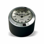 Marlin's Black Motorcycle Clock FSBC1 Billet Fork Stem Mount Fits Pre 2010 Sportsters® - Pre ‘06 Dynas® - Fits Metric & Customs with Added Adapter with Brushed Aluminum Clock Face