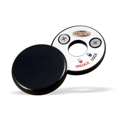Marlin's Gloss Black Swivel Fork Lock Key Cover with Custom Laser Engraving for Harley Davidson Road King FLHR Motorcycle