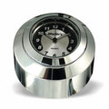 Marlin's Chrome Motorcycle Clock FSBC2 Large Billet Fork Stem Mount Fits Softails® (Does Not Fit Springers®),  ‘06 - Current and Dynas®,  Wide Glides®, FXDWG® most VRSC™ with Black and Silver Horseshoe Clock Face