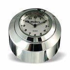 Marlin's Chrome Motorcycle Clock FSBC2 Large Billet Fork Stem Mount Fits Softails® (Does Not Fit Springers®),  ‘06 - Current and Dynas®,  Wide Glides®, FXDWG® most VRSC™ with Brushed Aluminum Clock Face