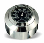 Marlin's Chrome Motorcycle Clock FSBC2 Large Billet Fork Stem Mount Fits Softails® (Does Not Fit Springers®),  ‘06 - Current and Dynas®,  Wide Glides®, FXDWG® most VRSC™ with Traditional Black Thermometer (Fahrenheit /Small Celsius Scale) Face