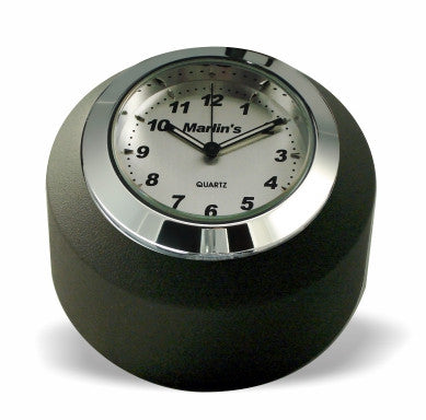 Marlin's Black Motorcycle Clock FSBC2 Large Billet Fork Stem Mount Fits Softails® (Does Not Fit Springers®),  ‘06 - Current and Dynas®,  Wide Glides®, FXDWG® most VRSC™ with Brushed Aluminum Clock Face
