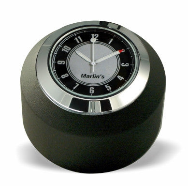 Marlin's Black Motorcycle Clock FSBC2 Large Billet Fork Stem Mount Fits Softails® (Does Not Fit Springers®),  ‘06 - Current and Dynas®,  Wide Glides®, FXDWG® most VRSC™ with CLASSIC Black and Silver Clock Face