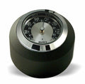 Marlin's Black Motorcycle Clock FSBC2 Large Billet Fork Stem Mount Fits Softails® (Does Not Fit Springers®),  ‘06 - Current and Dynas®,  Wide Glides®, FXDWG® most VRSC™ with Black and Silver Horseshoe Thermometer (Fahrenheit Scale) Face