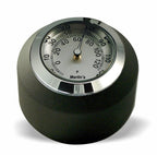 Marlin's Black Motorcycle Clock FSBC2 Large Billet Fork Stem Mount Fits Softails® (Does Not Fit Springers®),  ‘06 - Current and Dynas®,  Wide Glides®, FXDWG® most VRSC™ with Brushed Aluminum Thermometer (Fahrenheit Scale) Face