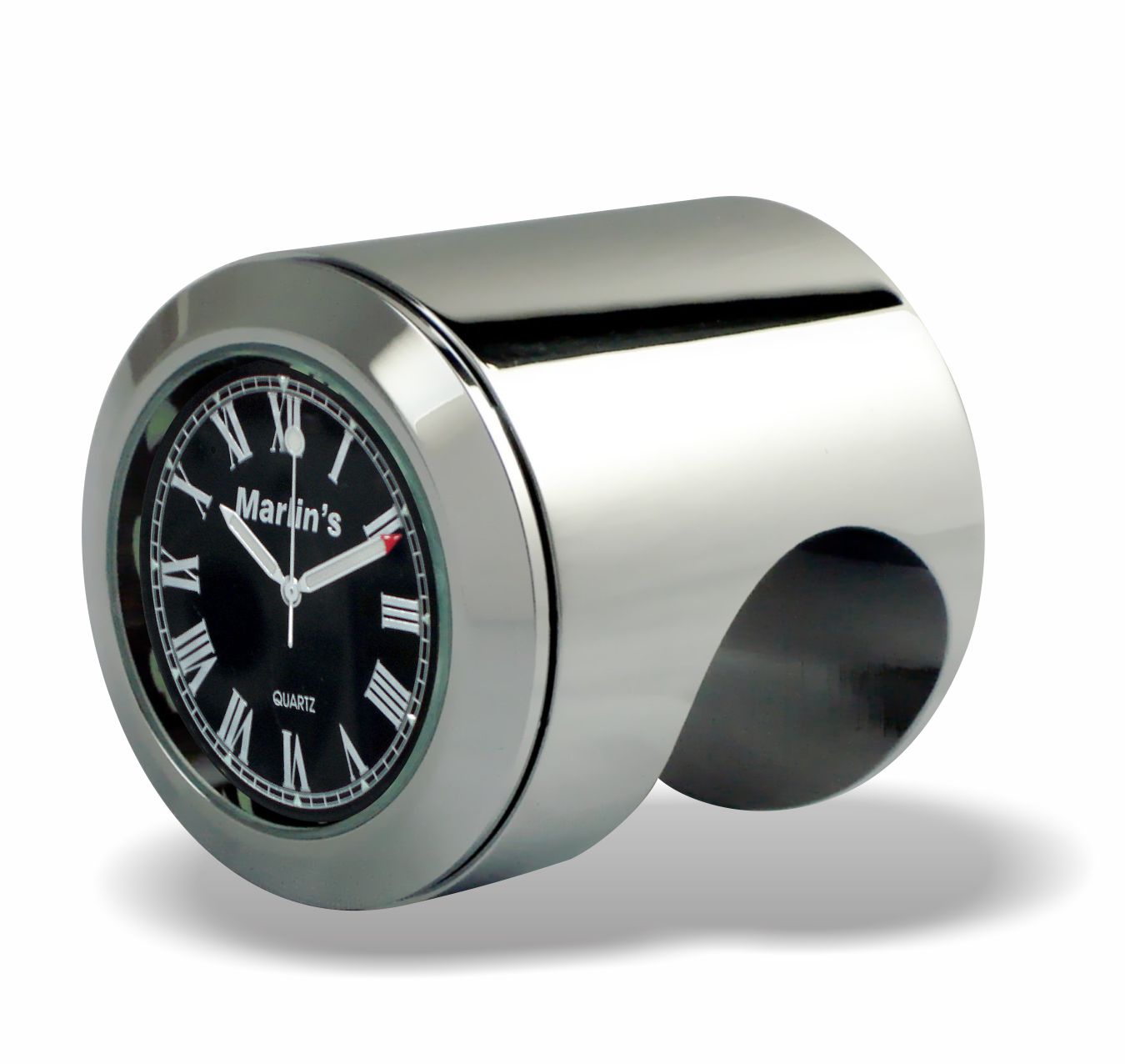 Marlin's Chrome or Black Talon Motorcycle Handlebar Mount  with Clock or Thermometer