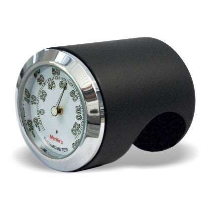 Marlin's Black Motorcycle Thermometer Talon Motorcycle Handlebar Mount with Radiant White (Fahrenheit /Small Celsius Scale) Face