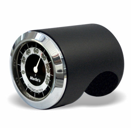 Marlin's Black Motorcycle Thermometer Talon Motorcycle Handlebar Mount with RETRO Black and White (Fahrenheit Scale) Face
