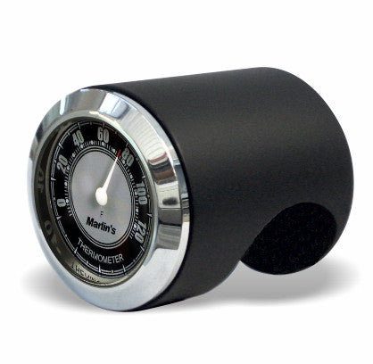 Marlin's Black Motorcycle Thermometer Talon Motorcycle Handlebar Mount with CLASSIC Black and Silver (Fahrenheit Scale) Face