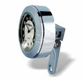 Marlin's Chrome Motorcycle Perch Clamp - Brake/Clutch - Windshield Mount with Black and Silver Horseshoe Clock Face