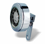Marlin's Chrome Motorcycle Perch Clamp - Brake/Clutch - Windshield Mount with CLASSIC Black and Silver Clock Face