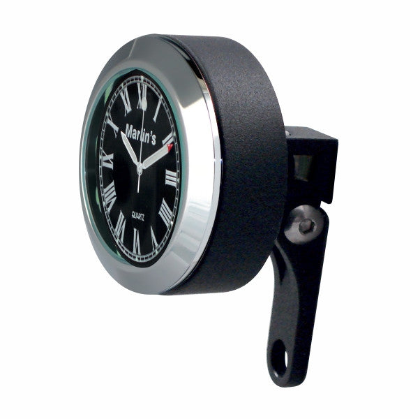 Marlin's Black Mount Motorcycle Perch Clamp - Brake/Clutch - Windshield Mount  with Limited Edition Black Roman Numeral Face