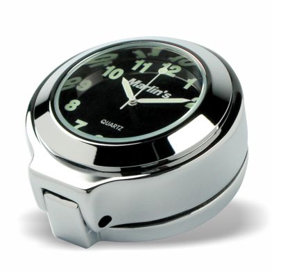 Marlin's Chrome or Black Flip Fork Lock Key Cover for Harley Davidson Road King Motorcycle with Clock or Thermometer